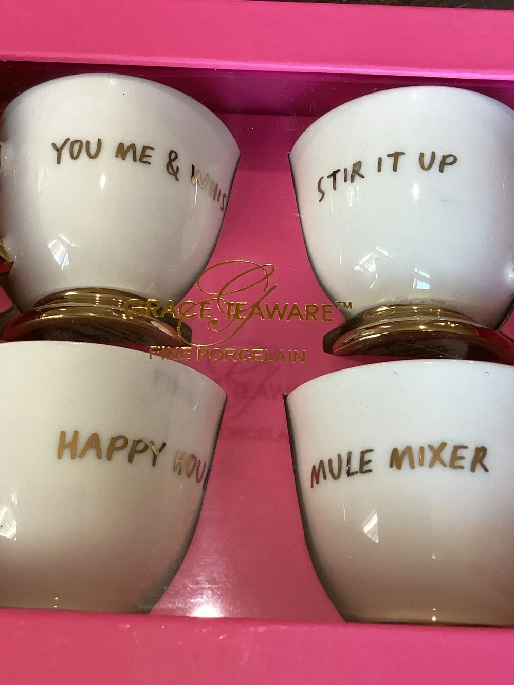 Grace Teaware White and Gold Porcelain set of 4 Cocktail Cups Set
